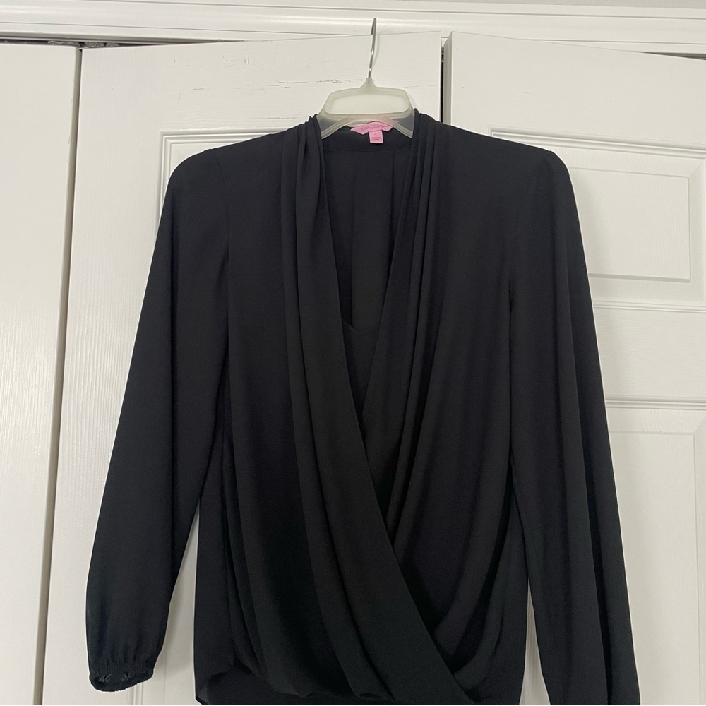 Lilly Pulitzer Black Draped Blouse